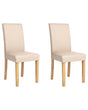 Set of 2 Dining Chairs Beige Faux Leather Wooden Legs Traditional Beliani