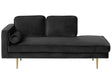 Chaise Lounge Black Velvet Upholstered Left Hand Orientation Metal Legs Bolster Pillow Modern Design Beliani