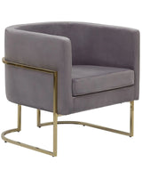 Armchair Grey Velvet Golden Metal Frame Round Back Glam Style Beliani