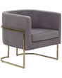 Armchair Grey Velvet Golden Metal Frame Round Back Glam Style Beliani