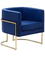 Armchair Dark Blue Velvet Golden Metal Frame Round Back Glam Style Beliani