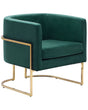 Armchair Dark Green Velvet Golden Metal Frame Round Back Glam Style Beliani