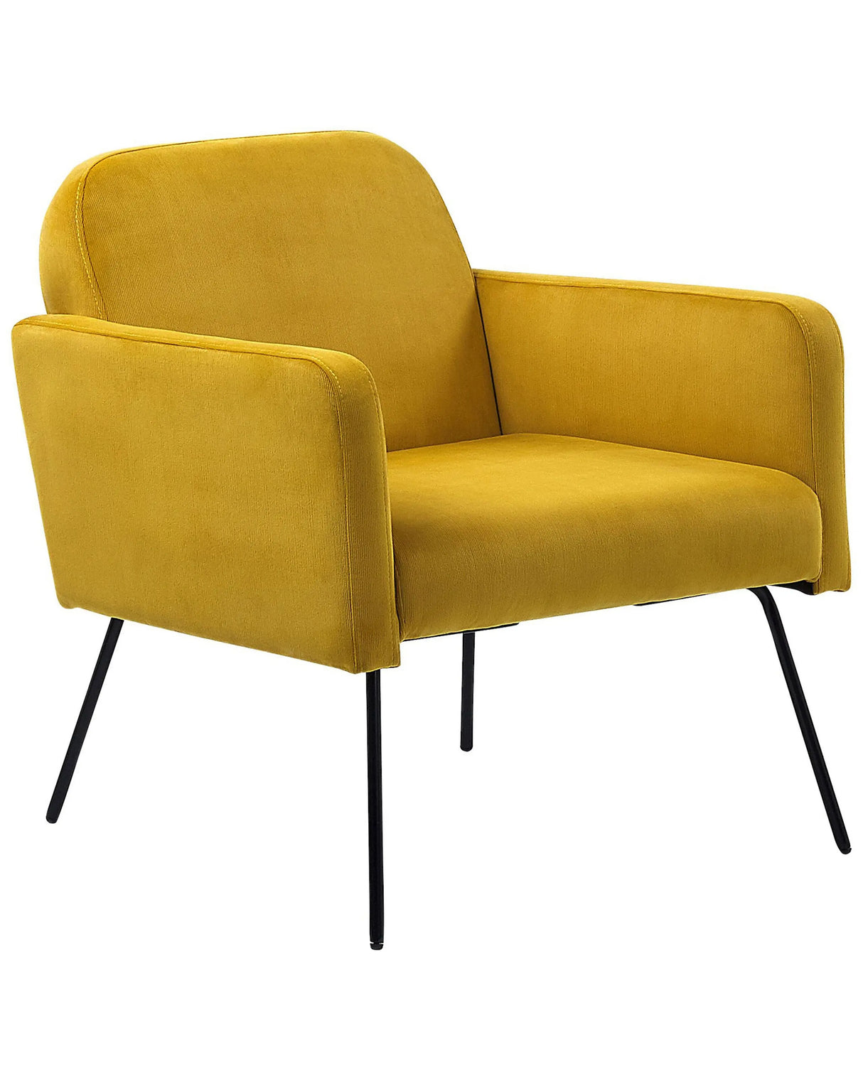 Armchair Yellow Velvet Slender Black Metal Legs Modern Retro Living Room Beliani
