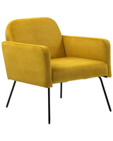 Armchair Yellow Velvet Slender Black Metal Legs Modern Retro Living Room Beliani