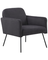 Armchair Grey Velvet Slender Black Metal Legs Modern Retro Living Room Beliani