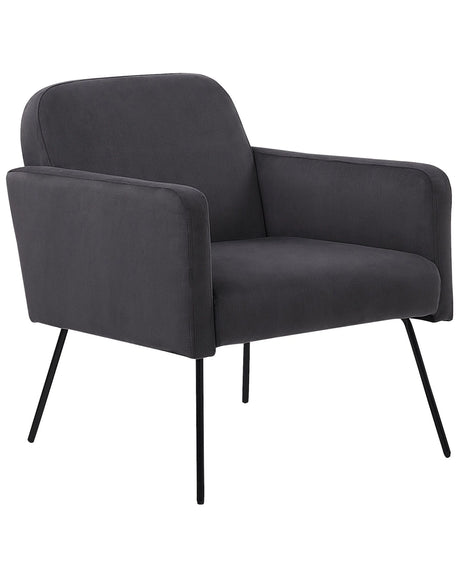 Armchair Grey Velvet Slender Black Metal Legs Modern Retro Living Room Beliani