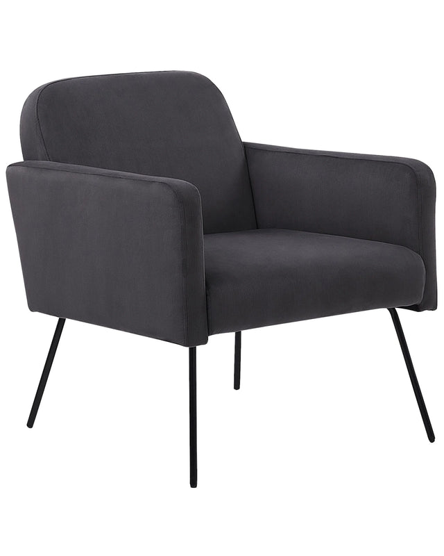 Armchair Grey Velvet Slender Black Metal Legs Modern Retro Living Room Beliani