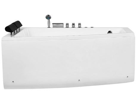 Whirlpool Corner Bath White Acrylic 182 x 121 cm Right Hand Tub with Headrests Beliani