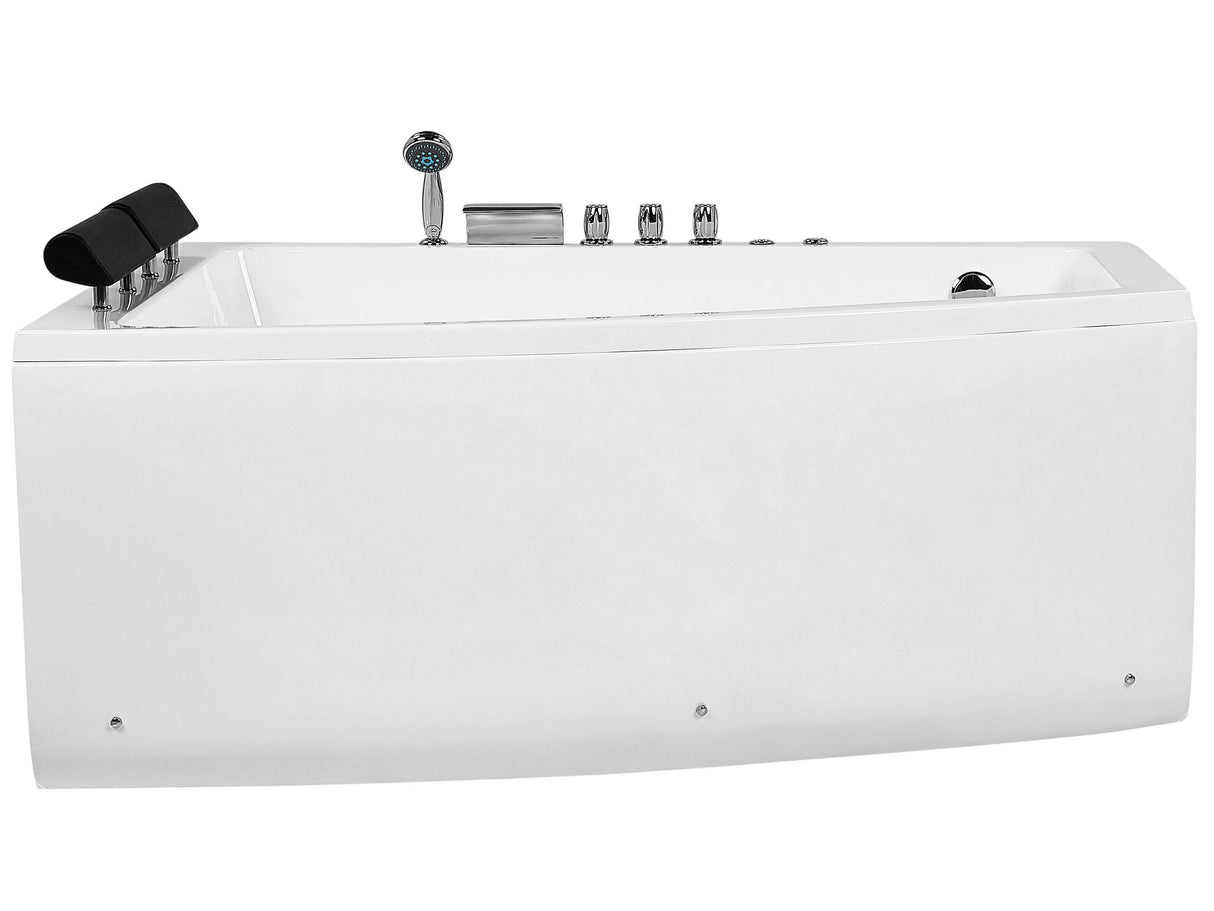 Whirlpool Corner Bath White Acrylic 182 x 121 cm Right Hand Tub with Headrests Beliani