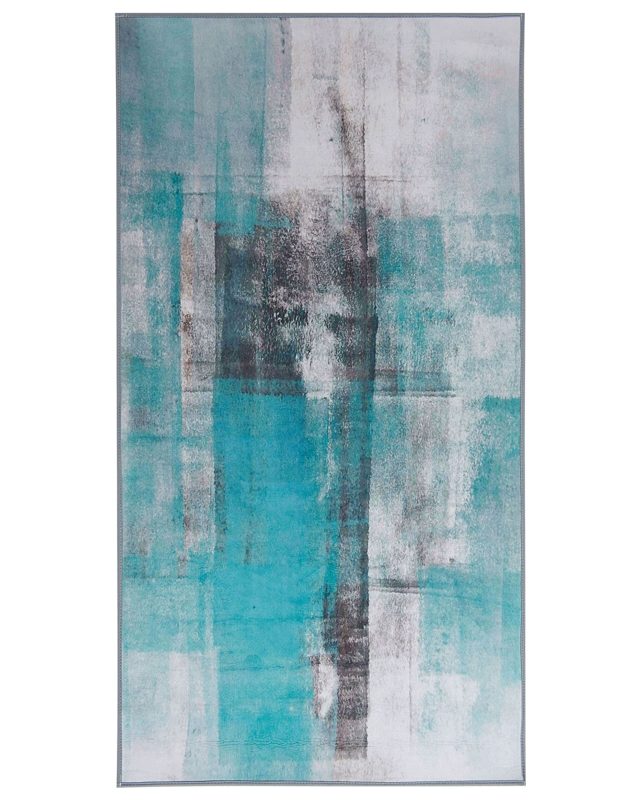 Rug Blue Multicolour 80 x 150 cm 3D Print Low Pile Modern Beliani