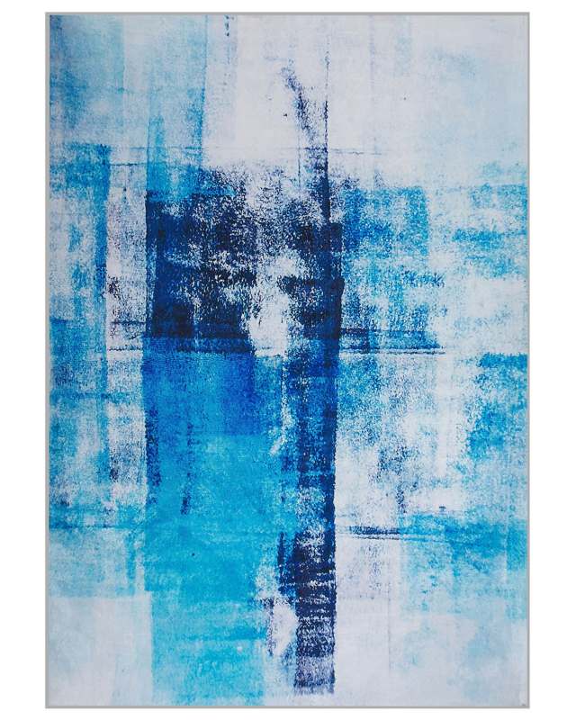 Rug Blue Multicolour 160 x 230 cm 3D Print Low Pile Modern Beliani