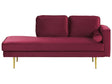 Chaise Lounge Dark Red Velvet Upholstered Right Hand Orientation Metal Legs Bolster Pillow Modern Design Beliani