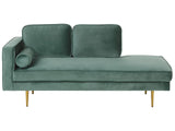 Chaise Lounge Mint Green Velvet Upholstered Left Hand Orientation Metal Legs Bolster Pillow Modern Design Beliani