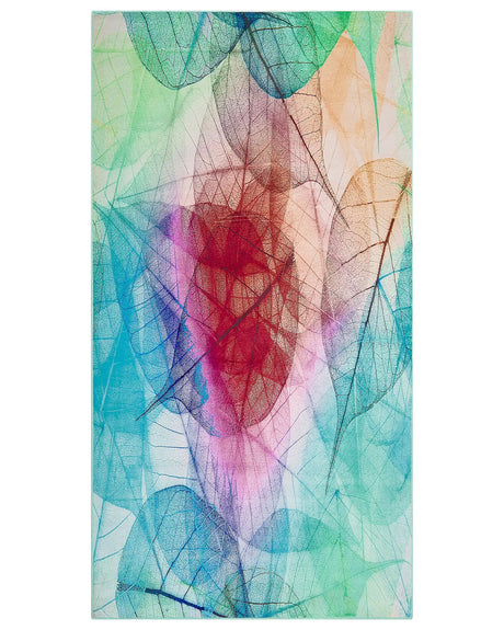 Rug Multicolour 80 x 150 cm Leaf Print Low Pile Modern Beliani