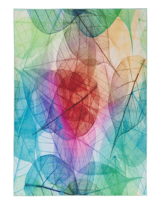 Rug Multicolour 140 x 200 cm Leaf Print Low Pile Modern Beliani