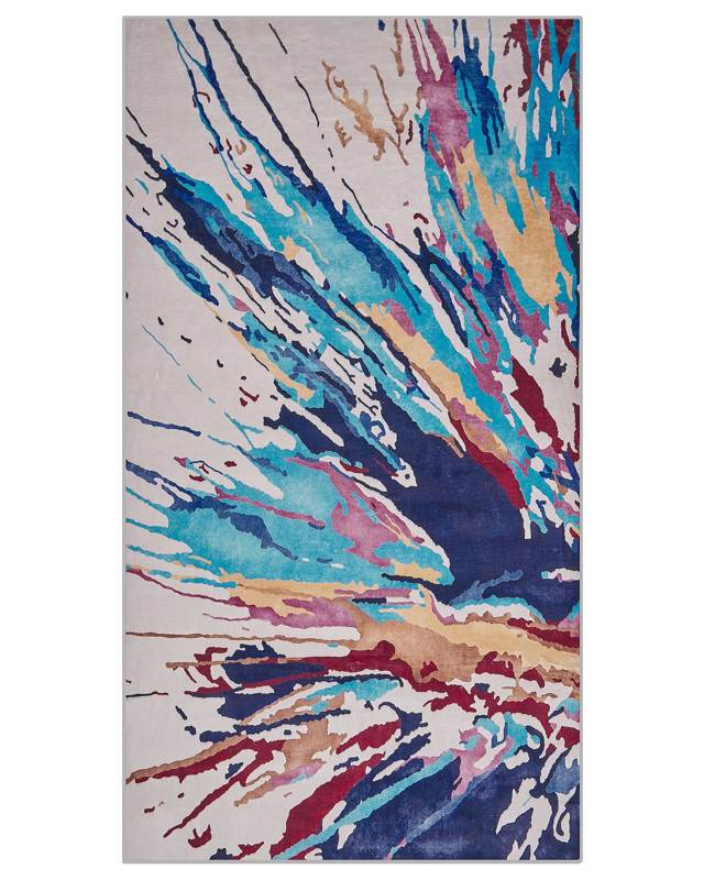 Rug Multicoloured 80 x 150 cm Abstract Paint Effect Printed Low Pile Modern Beliani