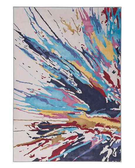 Rug Multicoloured 140 x 200 cm Abstract Paint Effect Printed Low Pile Modern Beliani