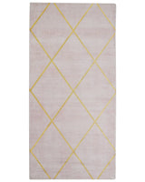 Area Rug Pink Gold Pattern 80 x 150 cm Viscose Geometric Living Room Bedroom Beliani