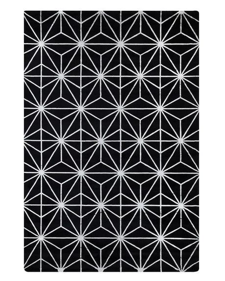 Area Rug Black with Silver Geometric Pattern Viscose with Cotton 140 x 200 cm Hand Woven Modern Glam Style Living Room Bedroom Beliani