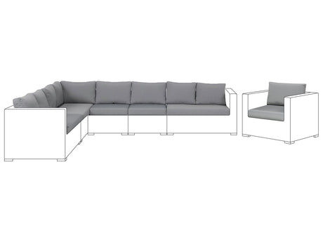 Cushion Covers Set for Garden Set Grey Polyester Fabric Seat and Back Cushion Cases Beliani