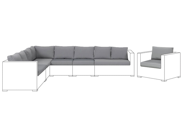 Cushion Covers Set for Garden Set Grey Polyester Fabric Seat and Back Cushion Cases Beliani