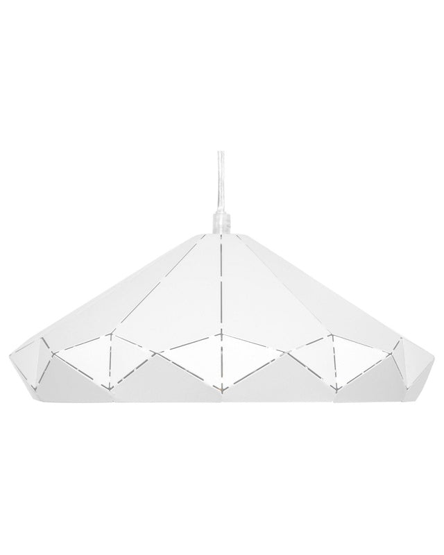 Ceiling Lamp White Metal 112 cm Pendant Welded Geometric Shade Industrial Beliani