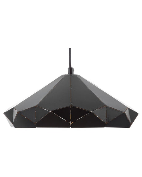 Ceiling Lamp Black Metal 112 cm Pendant Welded Geometric Shade Industrial Beliani