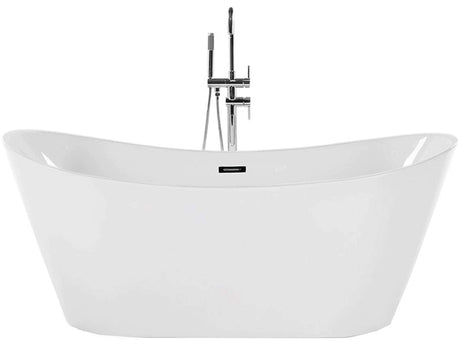 Bath White with Silver Sanitary Acrylic Single 150 x 75 cm Freestanding Modern Beliani