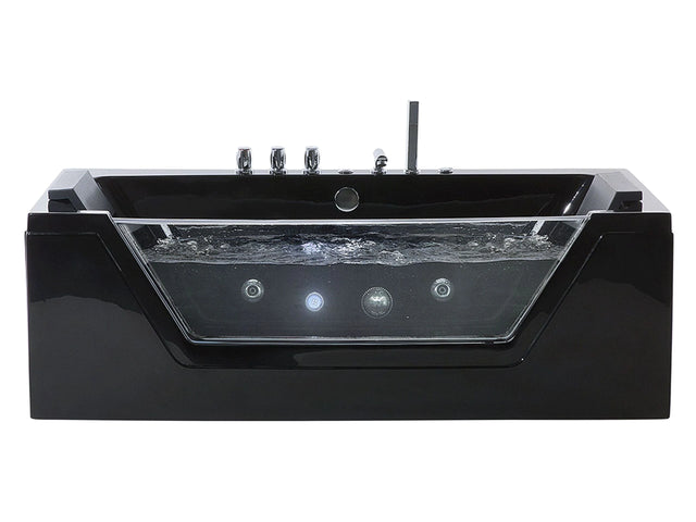 Massage Points Bath Black Silver with LED Sanitary Acrylic and Glass Single 150 x 71 cm  Beliani