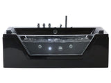 Massage Points Bath Black Silver with LED Sanitary Acrylic and Glass Single 160 x 76 cm Beliani