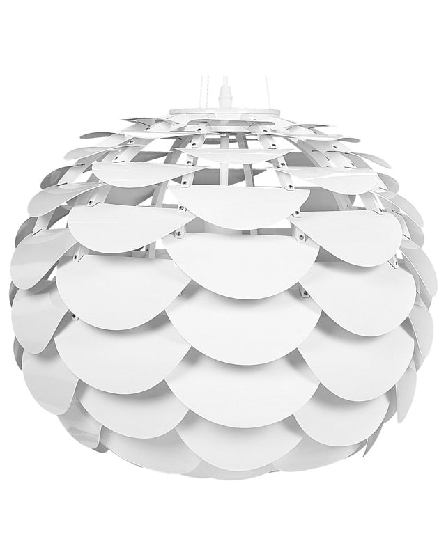 Pendant Lamp White Metal Pine Cone Hanging Light Beliani