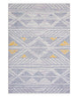 Rug Grey with Yellow Polyester 140 x 200 cm Low Pile Geometric Pattern  Beliani