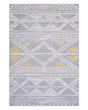 Rug Grey with Yellow Polyester 140 x 200 cm Low Pile Geometric Pattern  Beliani