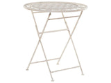 Garden Bistro Table Beige Metal Round Shabby Chic French Beliani