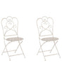 Set of 2 Garden Bistro Chairs Beige Metal Shabby Chic French Beliani