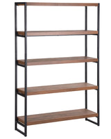 Bookcase Dark Wood and Black 155 x 100 cm Metal Frame Industrial Beliani