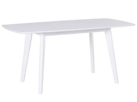 Dining Table White Wooden Legs 120/160 x 80 cm Rectangular Scandinavian Style Beliani