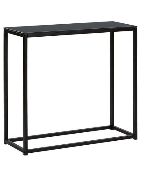 Console Table Black Tempered Glass Top Metal Base 80 x 30 cm Glam Modern Living Room Bedroom Hallway Beliani