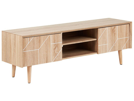 TV Stand Light Wood for up to 70 TV Media Unit with 2 Cabinets Shelves Beliani