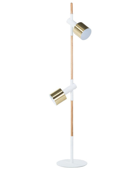 Floor Lamp White with Gold Metal 125 cm Adjustable Round Spotlights Modern Design Beliani