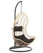 Hanging Chair Beige Rattan Metal Frame Indoor-Outdoor Curved Shape Boho Beliani