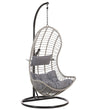 Hanging Chair Grey Rattan Metal Frame Indoor-Outdoor Curved Shape Boho Beliani