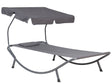 Garden Outdoor Lounger Daybed Dark Grey Textile Seat Aluminium Frame Curved Canopy Beliani