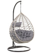 Hanging Chair Grey Rattan Metal Frame Indoor-Outdoor Basket Shape Boho Beliani