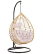 Hanging Chair Beige Rattan Metal Frame Indoor-Outdoor Basket Shape Boho Beliani