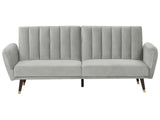 Sofa Bed Light Grey Sleeper Convertible Velvet Upholstery Elegant Glam Modern Living Room Bedroom Beliani