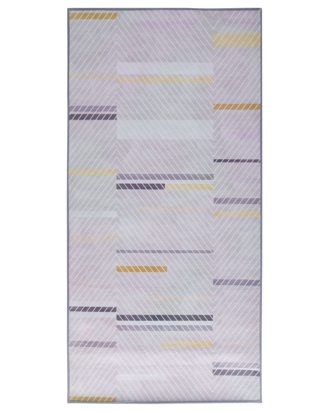 Rug Grey Polyester 80 x 150 cm Low Pile Modern Abstract Pattern  Beliani