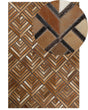 Cowhide Area Rug Brown Leather Patchwork Diamond Geometric Pattern 140 x 200 cm Beliani