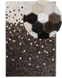 Area Rug Brown with Beige Leather 160 x 230 cm Rustic Patchwork Beliani