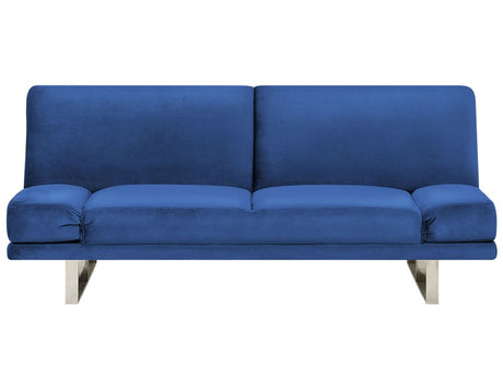 Sofa Bed Navy Blue Velvet Upholstery 3 Seater Click Clack Mechanism Adjustable Armrests Beliani